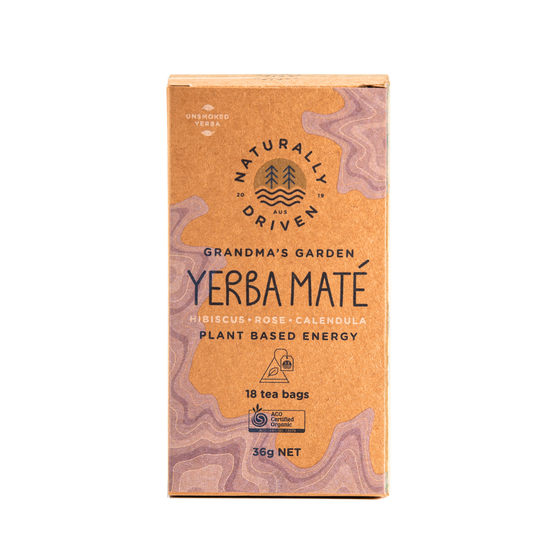 Organic Grandmas Garden TEA BAGS - Yerba Maté, Hibiscus, Rose & Calendula